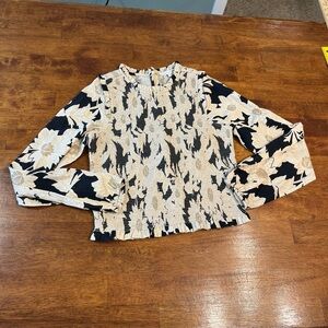 Love the Label Womens Fiona Top Khushi print cream black size XS